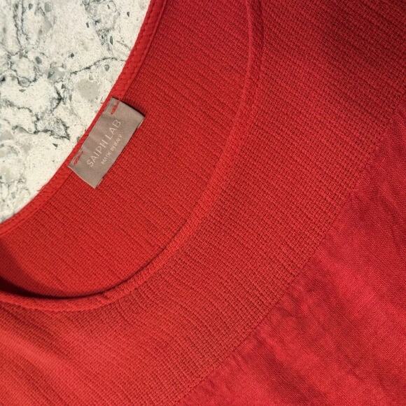 SAIPH LAB Blouse Top Shirt Boho Linen Poppy Red Plus Size 2X Lagenlook Peasant - Picture 8 of 12